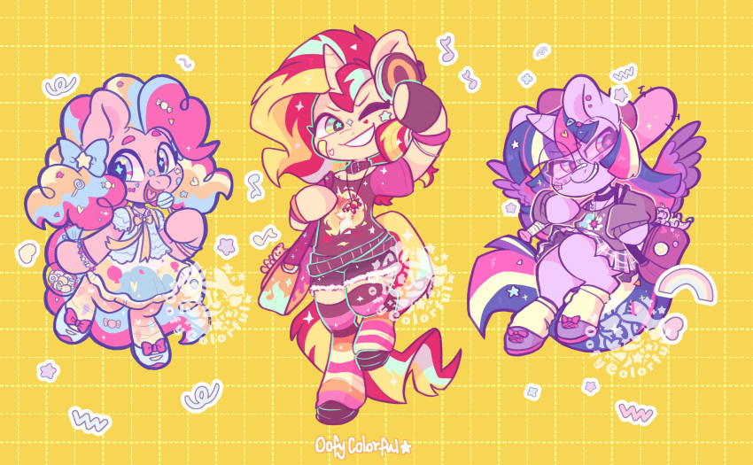 3girls, :d, animal_ears, baseball_bat, black_footwear, black_shirt, black_shorts, blonde_hair