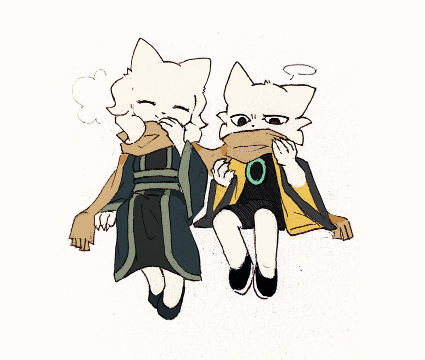 1boy, 1girl, ^_^, brother_and_sister, cat_boy, cat_girl, chinese_clothes, closed_eyes