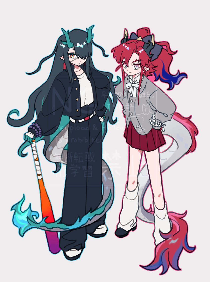 1boy, 1girl, alternate_costume, arknights, bandaged_hand, bandages, baseball_bat, black_hair