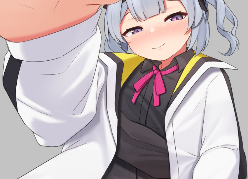 1girl, black_shirt, blush, half-closed_eyes, highres, jacket, looking_at_viewer, looking_down
