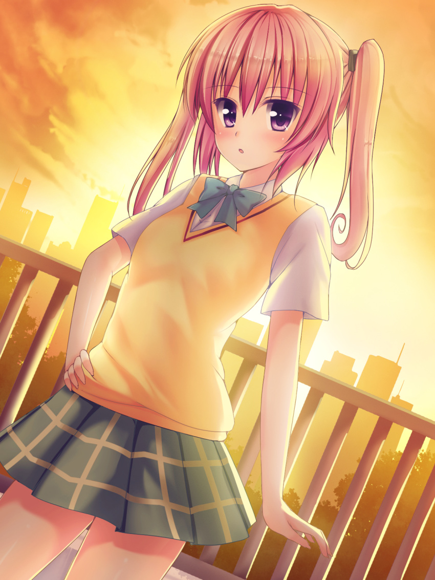 highres, long_hair, nana_asta_deviluke, open_mouth, pink_hair, purple_eyes, rennkuu, school_uniform