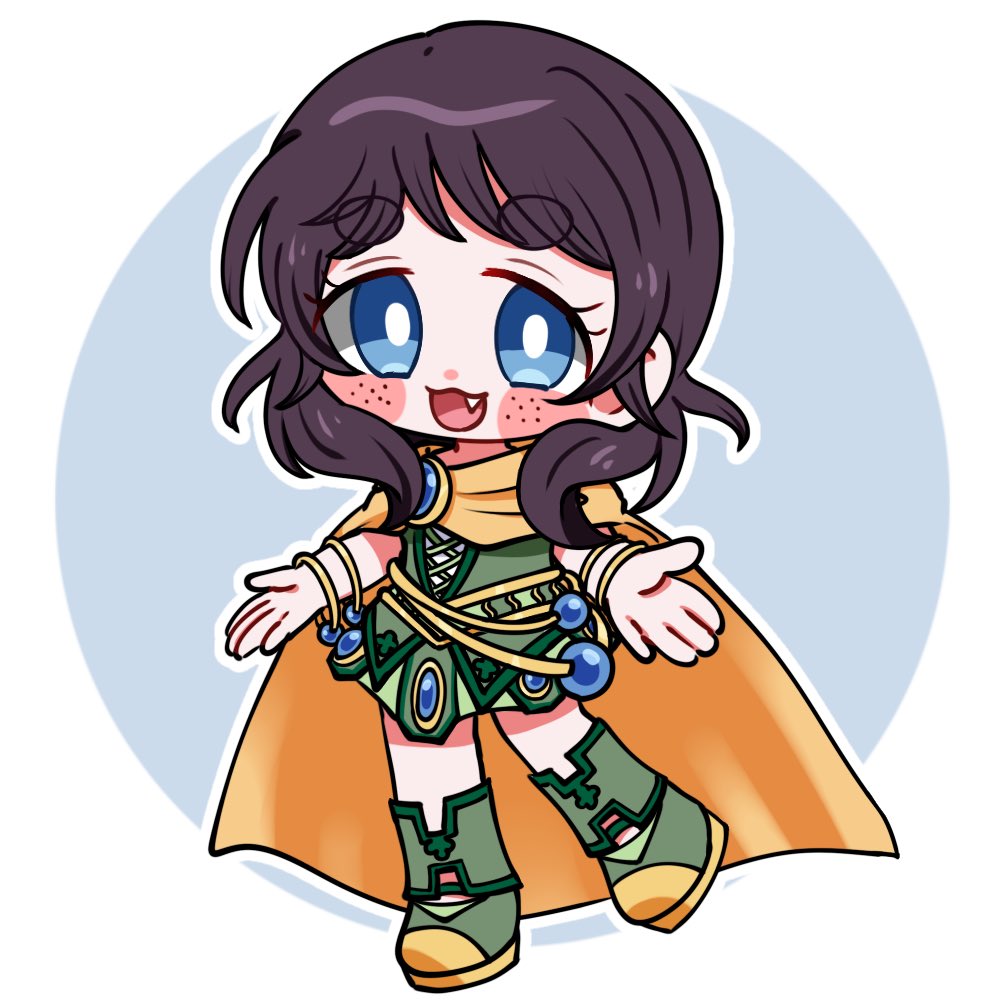 1girl, :3, avanna, black_hair, blue_eyes, blush_stickers, bracelet, bright_pupils