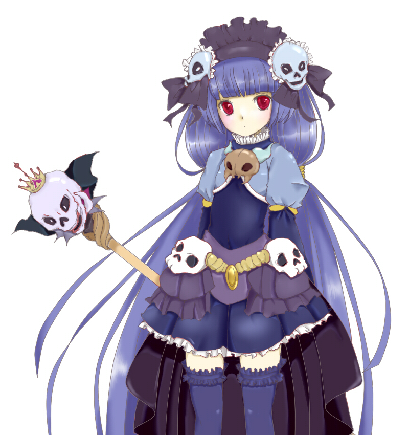 1girl, black_thighhighs, blush, closed_mouth, dot_mouth, dress, etania_(sei_madou_monogatari), gothic_lolita