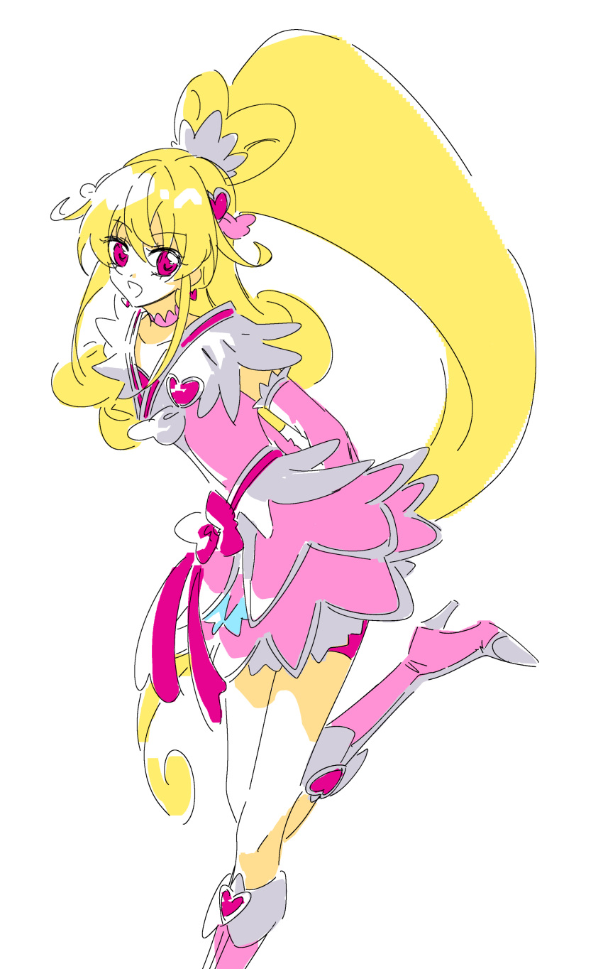 1girl, absurdres, aida_mana, arms_behind_back, blonde_hair, boots, bow, chinese_commentary