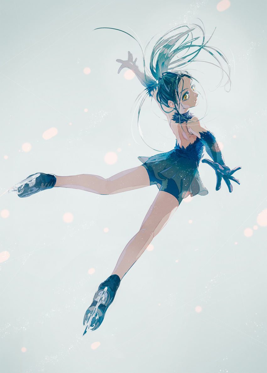 1girl, absurdres, bike_shorts, black_dress, black_gloves, black_hair, dress, elbow_gloves