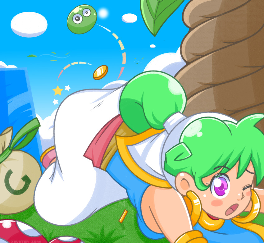 1girl, asha_(monster_world), asha_(wonder_boy), asha_in_monster_world, ass, blush, fantasy, game_console