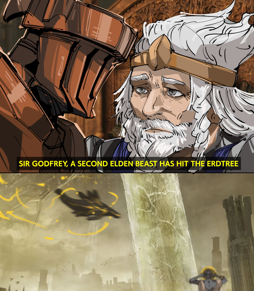 3boys, 9/11, a_second_plane_has_hit_the_x_(meme), absurdres, beard, braid, brown_sky, character_request