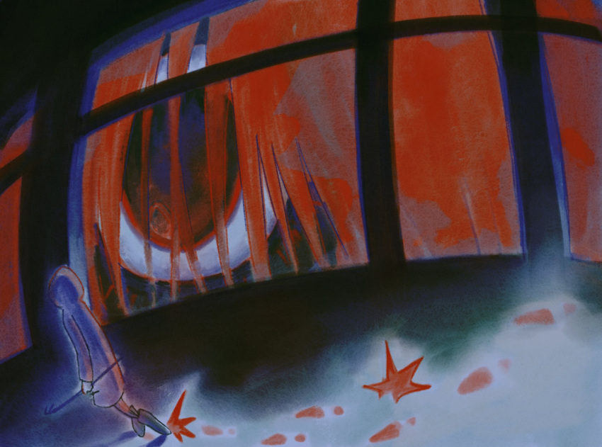 1boy, 1girl, burnoutmylif3, crowbar, dilated_pupils, footprints, giant, heroine_(homicipher)