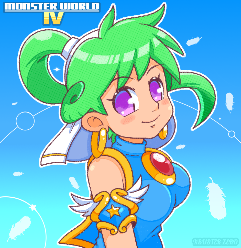 1girl, anniversary, asha_(monster_world), asha_(wonder_boy), asha_in_monster_world, blush, celebration, earrings