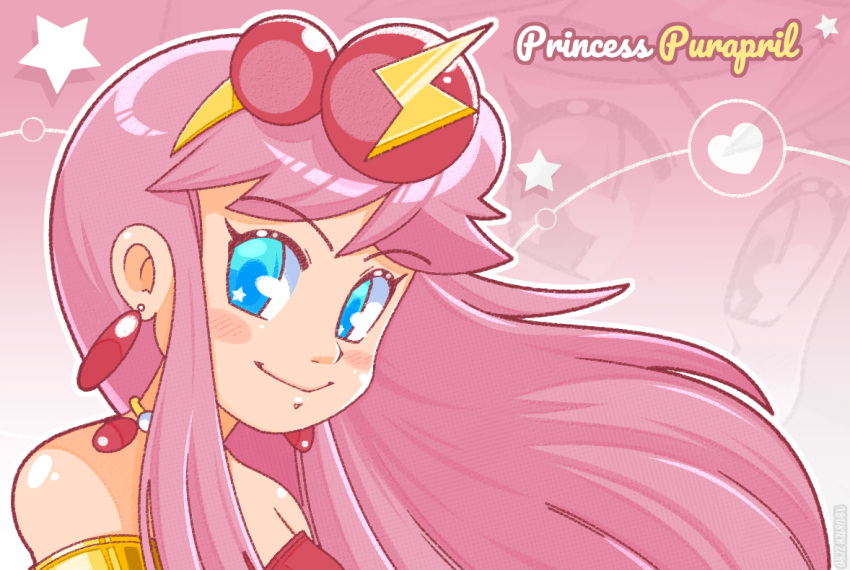 1girl, arcade, blue_eyes, blush, bracelet, earrings, game_console, jewelry