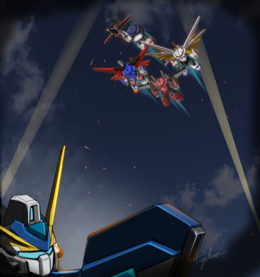 absurdres, assault_visor, claws, destiny_gundam_spec_ii, energy_gun, energy_sword, energy_wings, flying