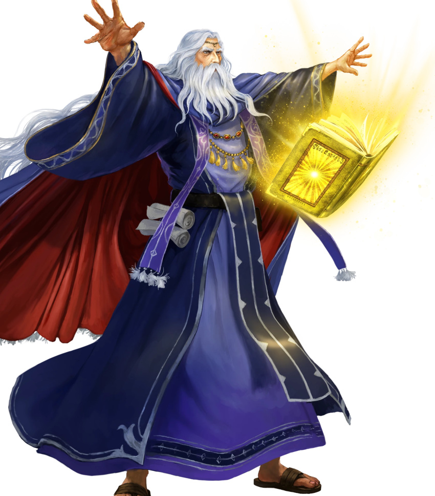 1boy, athos_(fire_emblem), attack, beard, blue_robe, book, circlet, facial_hair