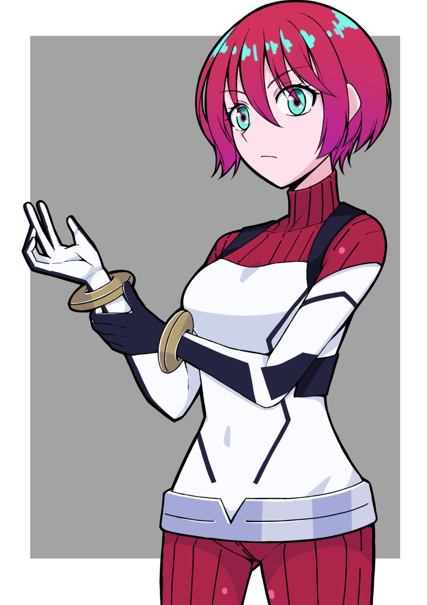 1girl, amate_yuzuriha, aqua_eyes, bodysuit, breasts, closed_mouth, gundam, gundam_gquuuuuux