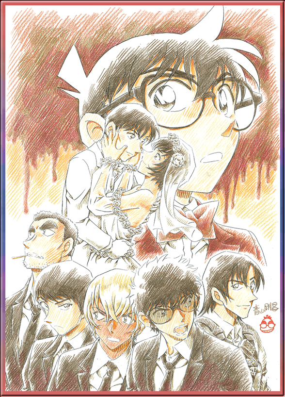 1girl, 6+boys, amuro_tooru, aoyama_goushou, artist_name, black-framed_eyewear, black_hair, black_jacket