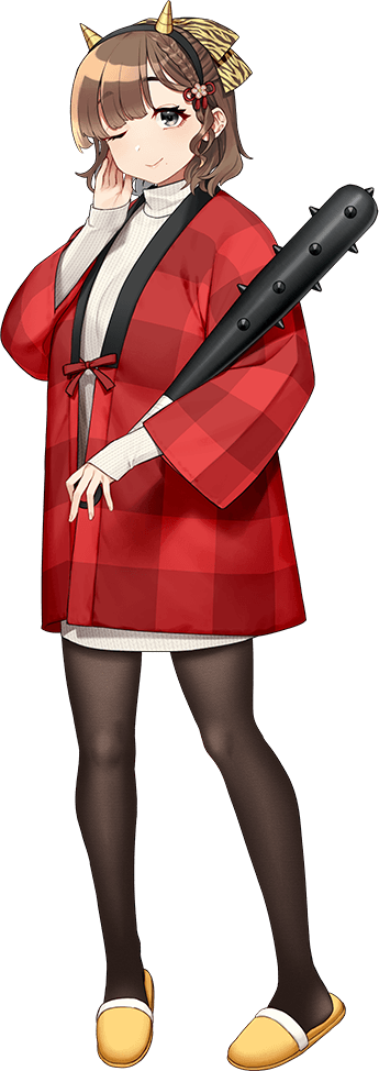 1girl, :p, akasaka_yuzu, animal_print, asahi_(kancolle), asahi_(setsubun)_(kancolle), braid, breasts, brown_hair, club_(weapon), fake_horns, grey_eyes, hair_ribbon, happi, holding, holding_club, holding_weapon, horns, japanese_clothes, kanabou, kantai_collection, large_breasts, official_art, one_eye_closed, pantyhose, ribbon, setsubun, short_hair, single_braid, solo, sweater, tiger_print, tongue, tongue_out, transparent_background, weapon, white_sweater