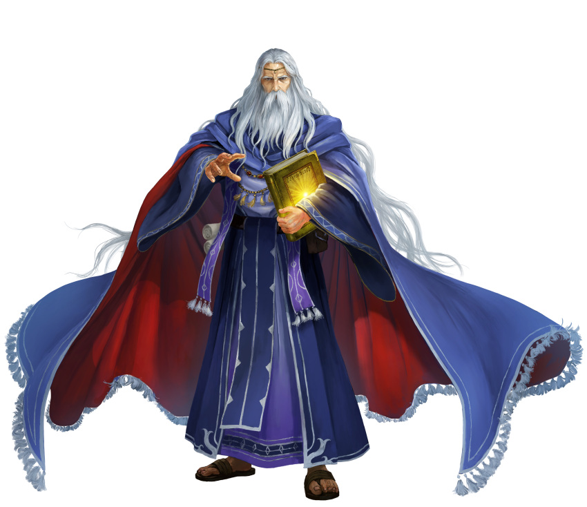 1boy, absurdres, athos_(fire_emblem), beard, blue_robe, book, circlet, commentary_request