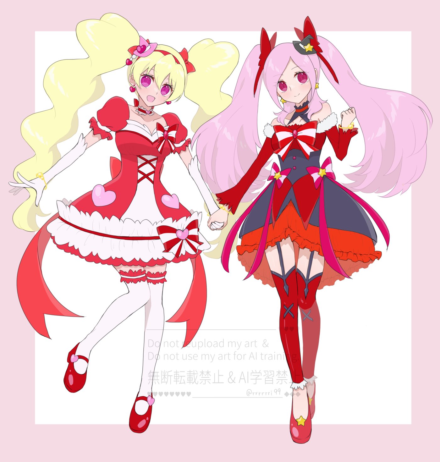 2girls, bow, breasts, cosplay, cure_magical, cure_magical_(cosplay), cure_magical_(ruby_style), cure_miracle