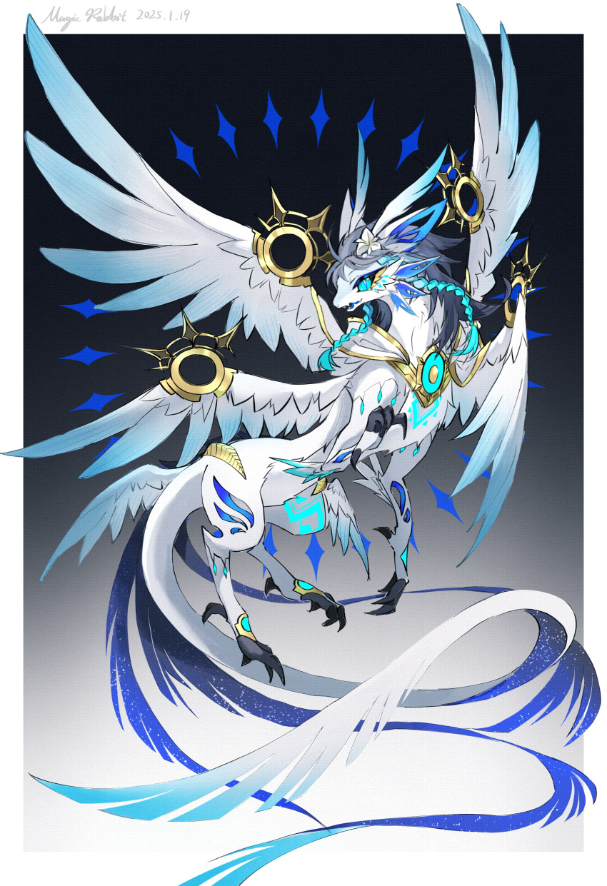 1boy, absurdres, animalization, aqua_eyes, aqua_hair, artist_name, braid, cecilia_flower_(genshin_impact)