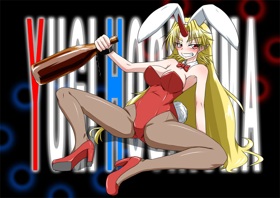 animal_ears, ashcape, blonde_hair, blush, bunny_ears, bunny_tail, bunnysuit, cuffs