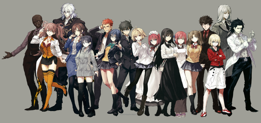 6+boys, 6+girls, ando_yuugo, arcueid_brunestud, bandaged_head, bandages, black_hair, blonde_hair