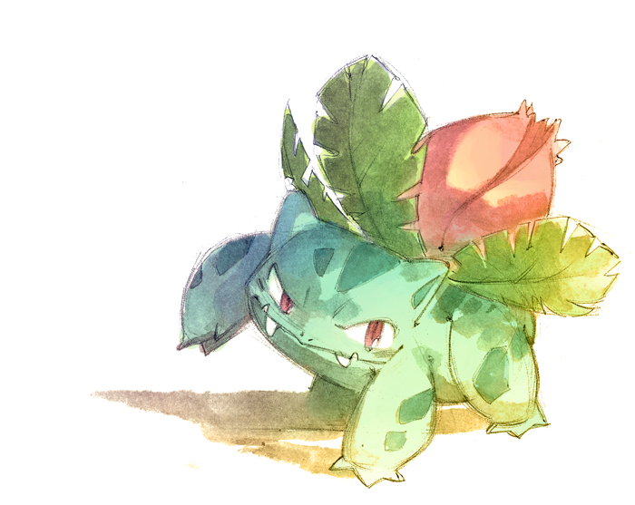 animal_focus, closed_mouth, commentary, english_commentary, fangs, fighting_stance, full_body, ivysaur