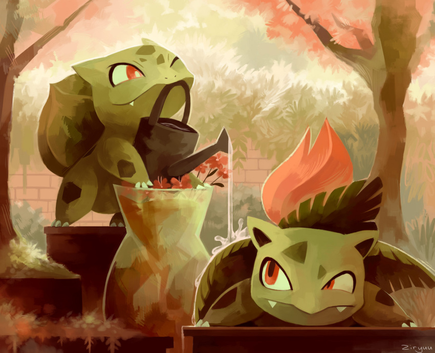 animal_focus, bright_pupils, bulbasaur, claws, closed_mouth, commentary, day, english_commentary