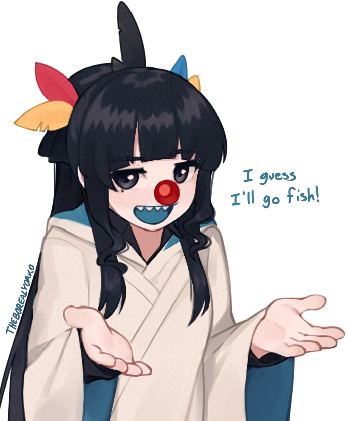 1girl, artemis_of_the_blue, atelier_live, black_eyes, black_hair, black_ribbon, blunt_bangs, clown_nose