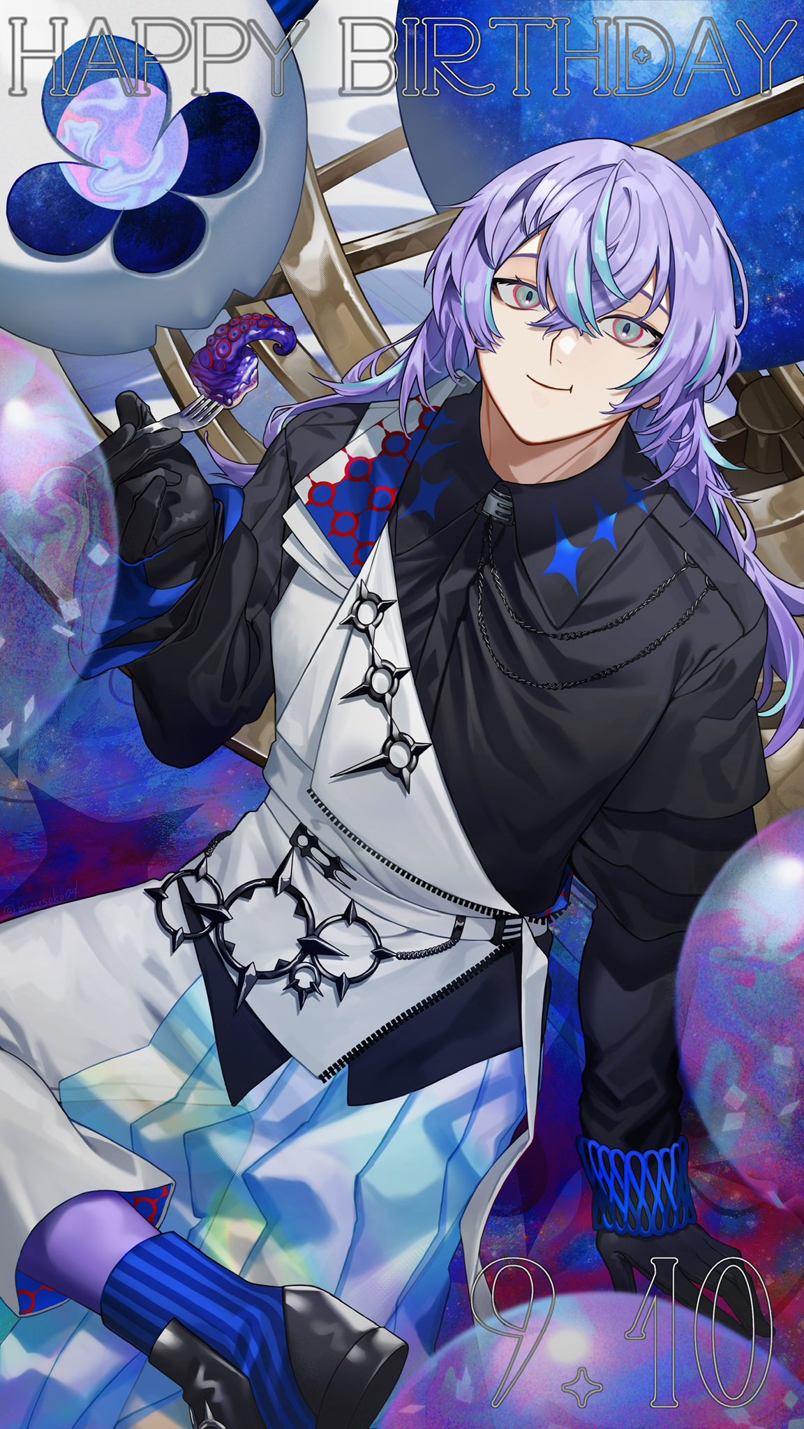 1boy, :t, ankle_boots, aqua_eyes, arm_support, armillary_sphere, asymmetrical_sleeves, belt