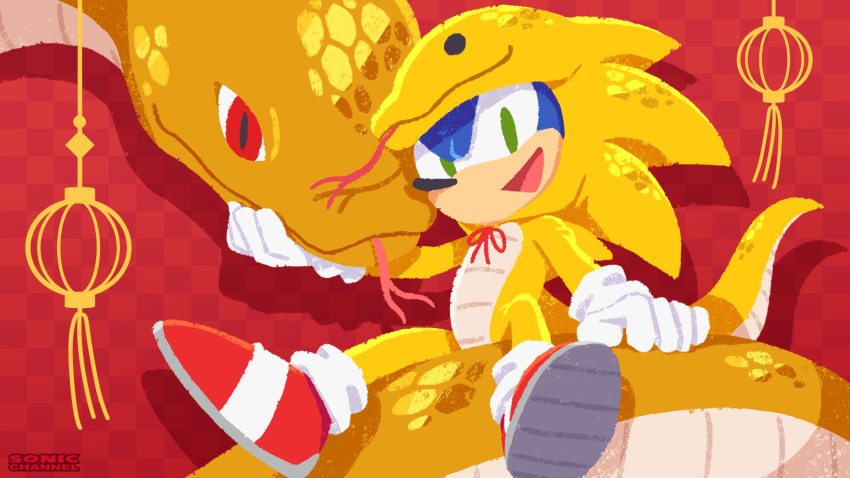 animal_costume, blue_fur, body_fur, chinese_zodiac, gold_snake, green_eyes, highres, official_art