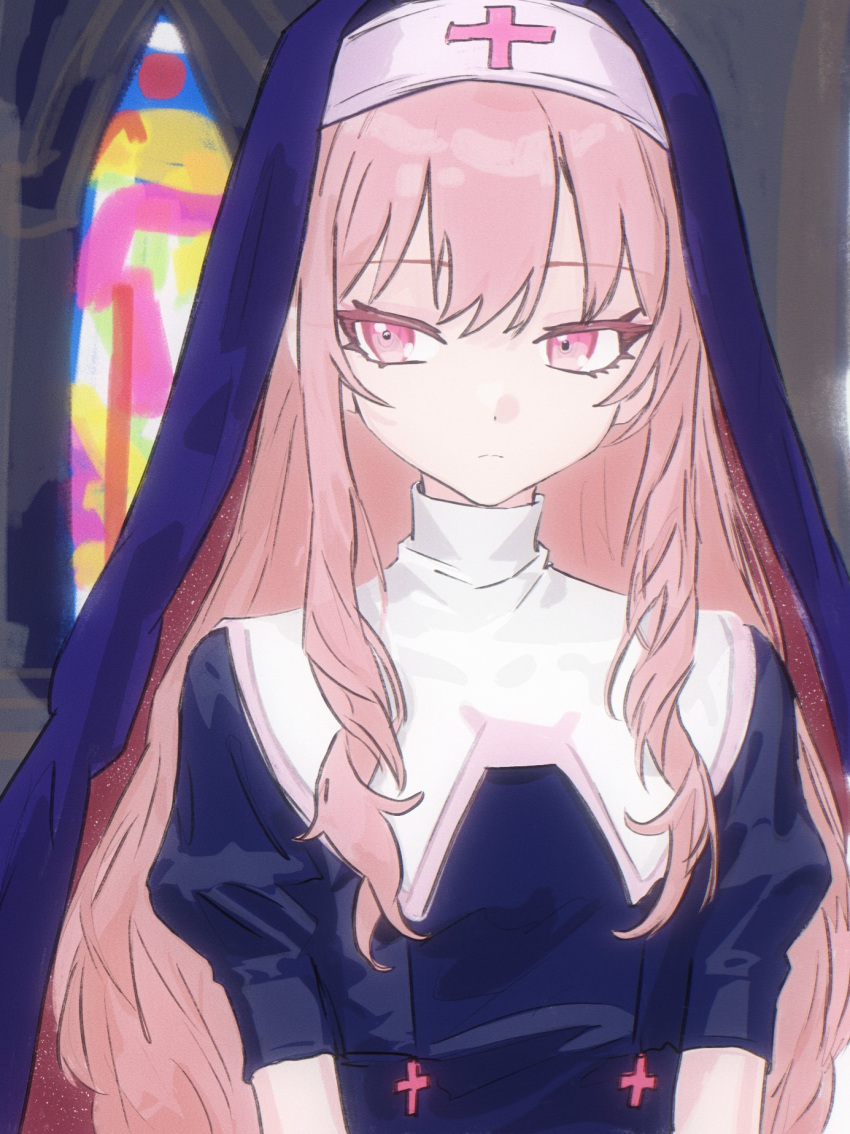 1other, akiyama_mizuki, church, closed_mouth, cobwvmeti, dress, hair_down, highres