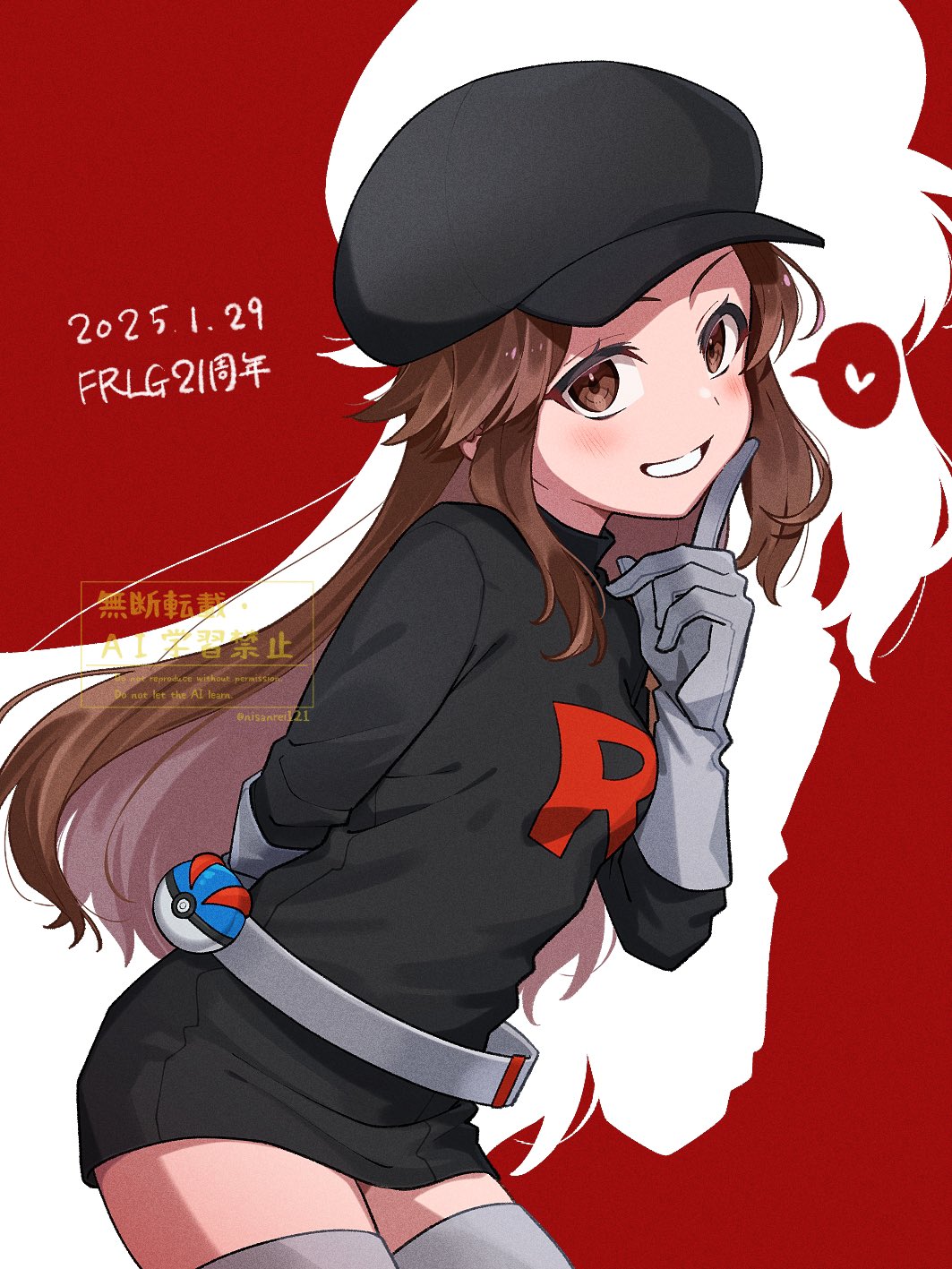 1girl, anniversary, arm_behind_back, black_dress, black_hat, dated, dress, gloves