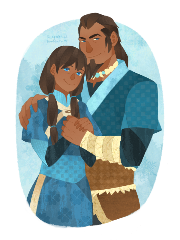 1boy, 1girl, avatar_legends, bandaged_wrist, bandages, blue_dress, blue_eyes, blue_tunic