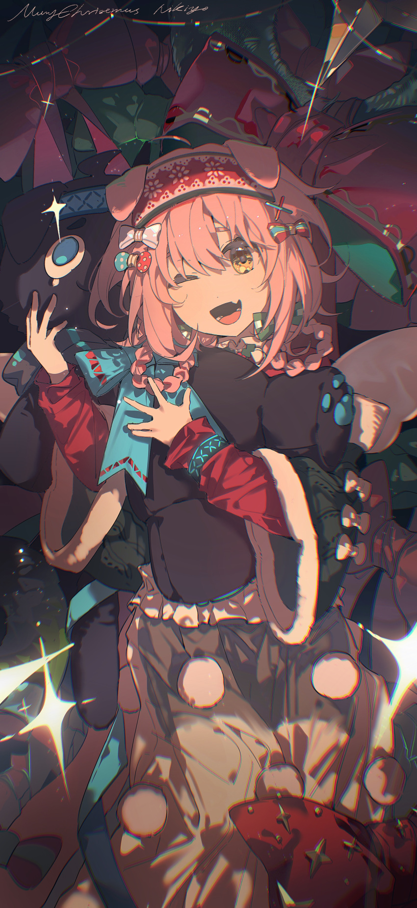1girl, absurdres, animal_ears, arknights, bow, braid, braided_hair_rings, cat_ears