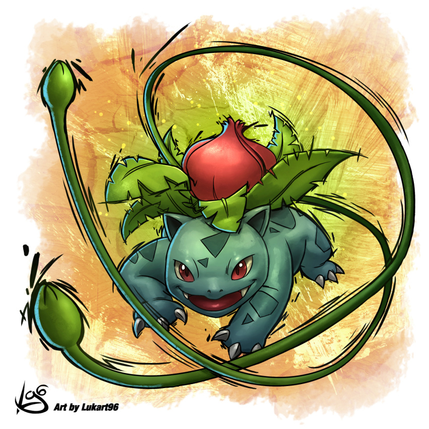 animal_focus, claws, commentary, english_commentary, fangs, full_body, highres, ivysaur