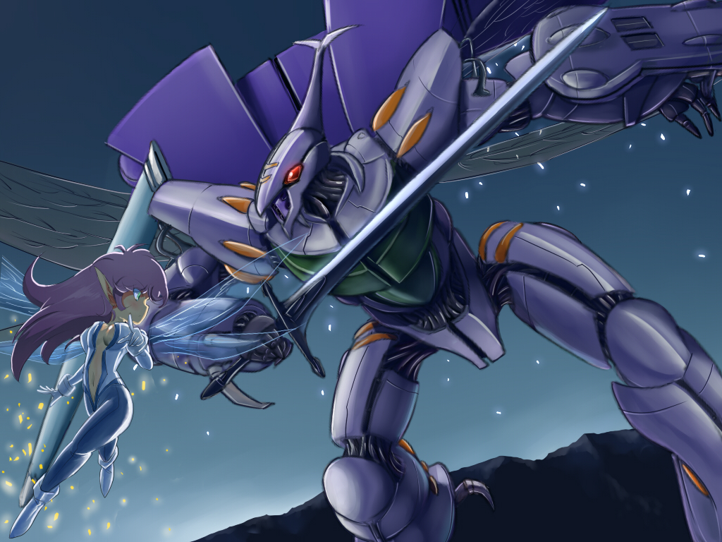 cham_fau, commentary, dunbine, fairy, flying, fraud, inui_(jt1116), inui_(pixiv)