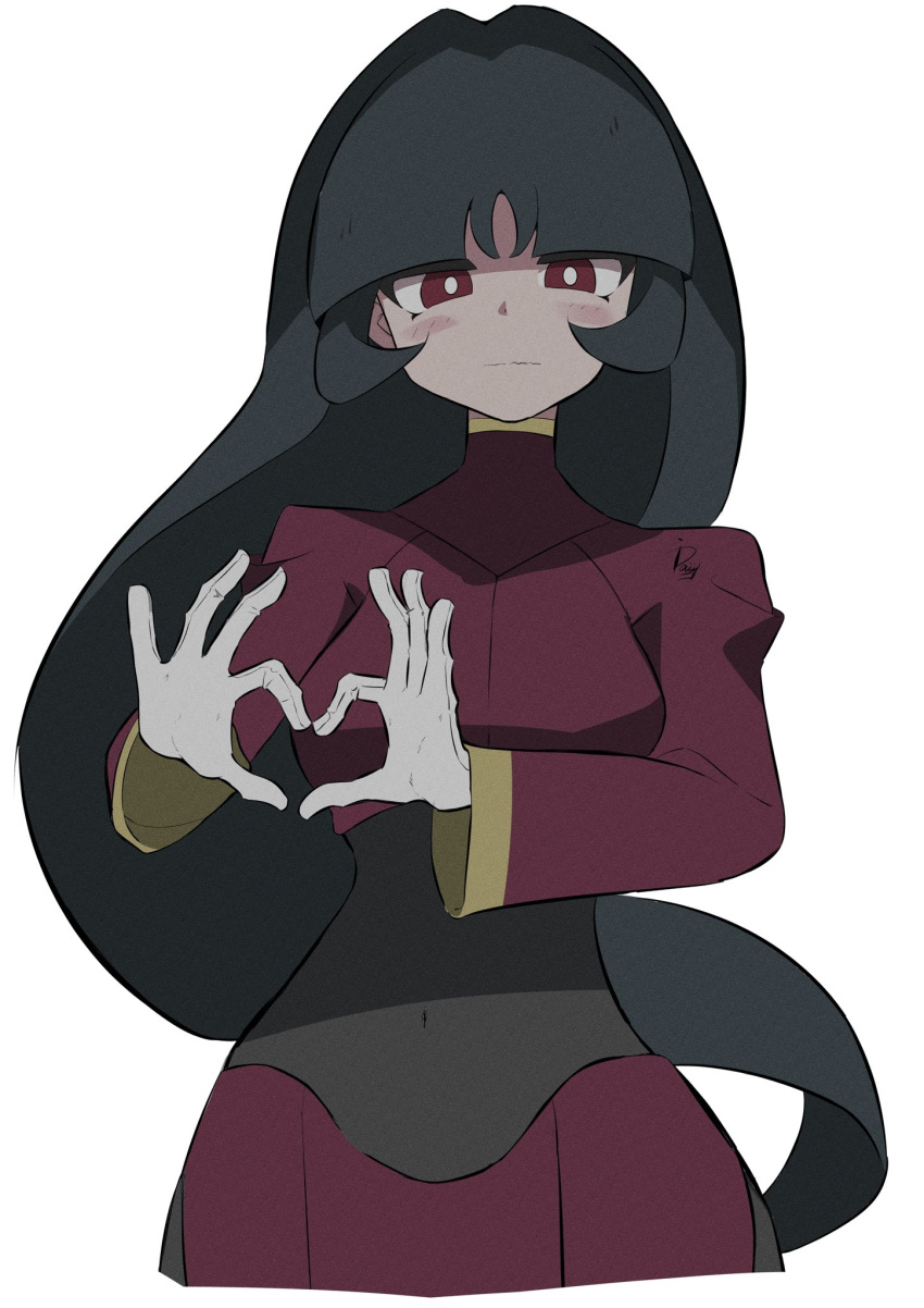 1girl, black_bodysuit, black_hair, blunt_bangs, bodystocking, bodysuit, bodysuit_under_clothes, breasts