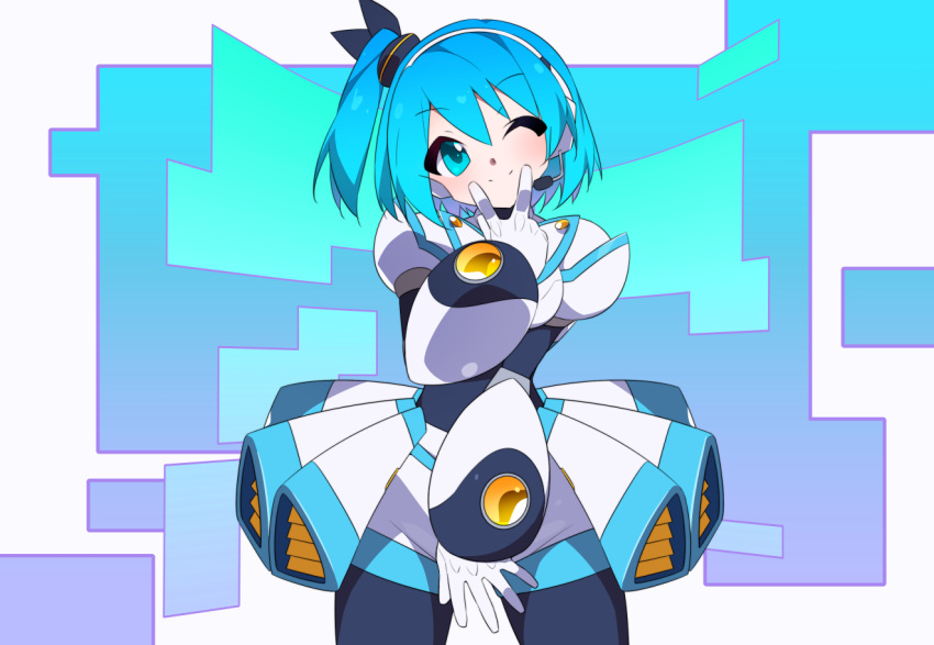 1girl, armor, black_bodysuit, blue_eyes, blue_hair, bodysuit, cowboy_shot, kaidou_zx