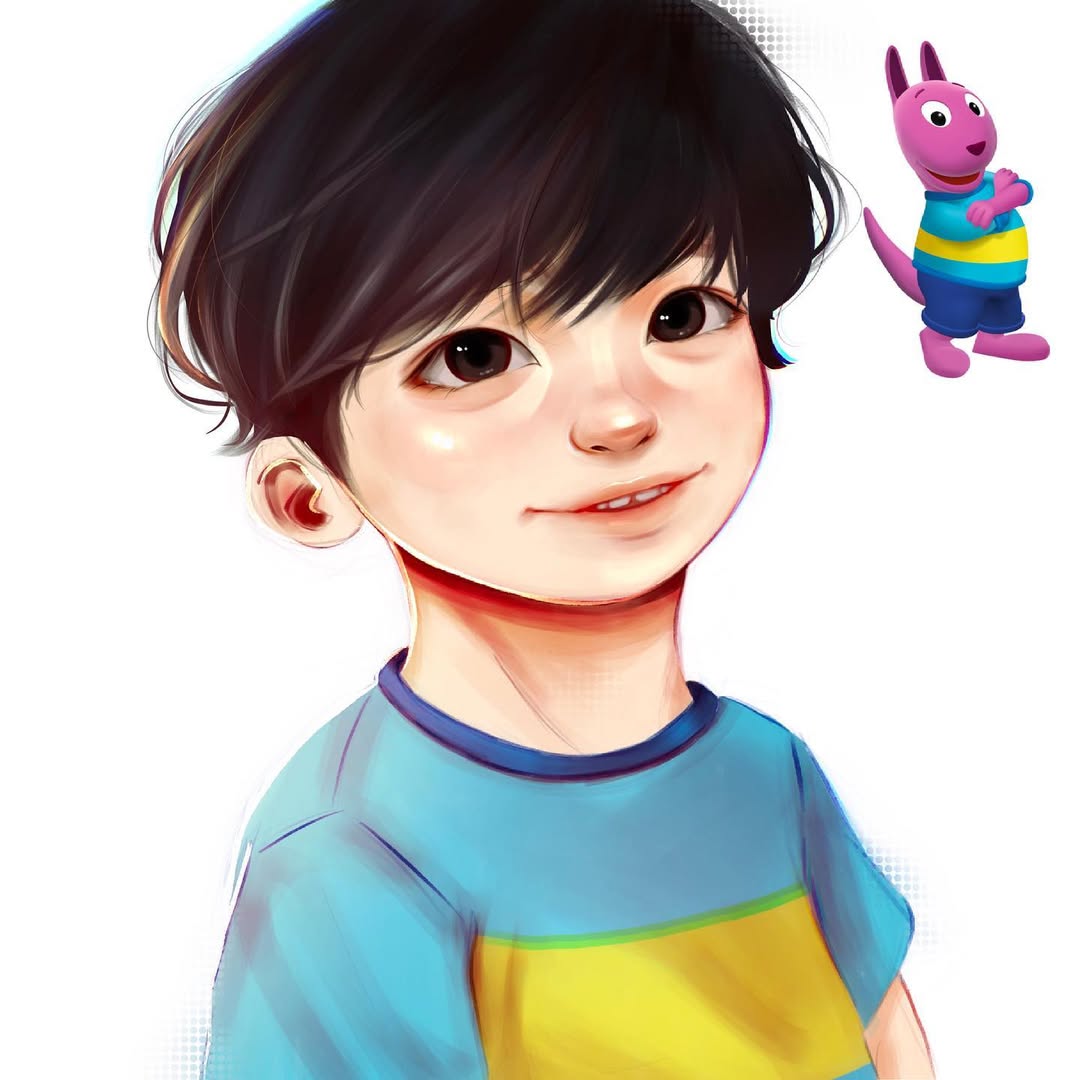 1boy, austin_(backyardigans), black_hair, brown_eyes, child, happy, humanization, kangaroo_boy