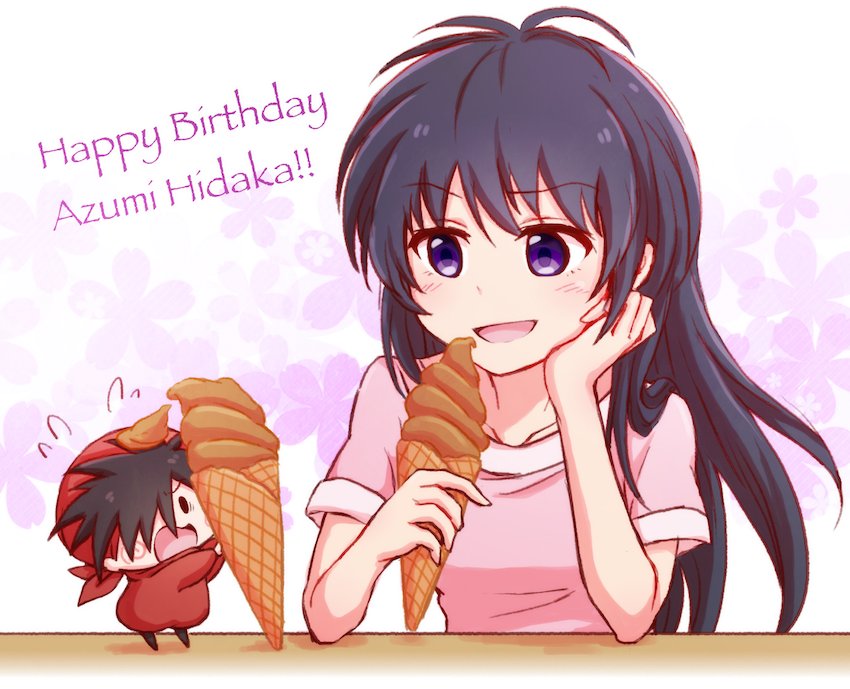 1boy, 1girl, bandana, black_hair, commentary_request, eating, flying_sweatdrops, food