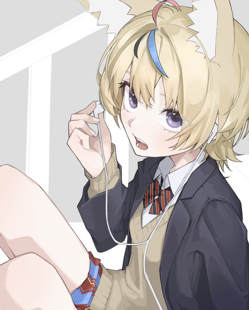 1girl, 9tk9m, ahoge, animal_ear_fluff, animal_ears, black_hair, black_jacket, blazer