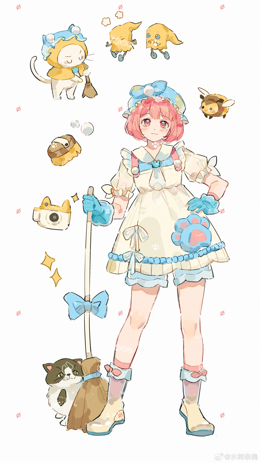 1girl, :3, absurdres, animal, ankle_socks, ascot, bee, blue_bow