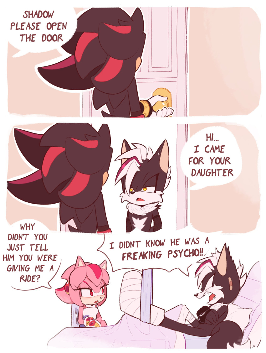 1girl, 2boys, absurdres, black_fur, english_text, father_and_daughter, furry, furry_female