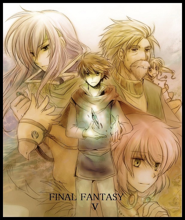 butz_klauser, chocobo, crystal, faris_scherwiz, final_fantasy, final_fantasy_v, galuf_halm_baldesion, krile_mayer_baldesion