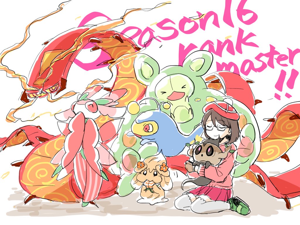 3girls, :o, ^_^, alcremie, alcremie_(caramel_swirl), alcremie_(flower_sweet), anglerfish, antennae