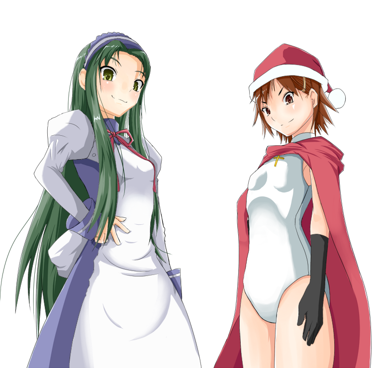 amagami, bad_id, brown_eyes, brown_hair, cape, crossover, gloves, green_hair
