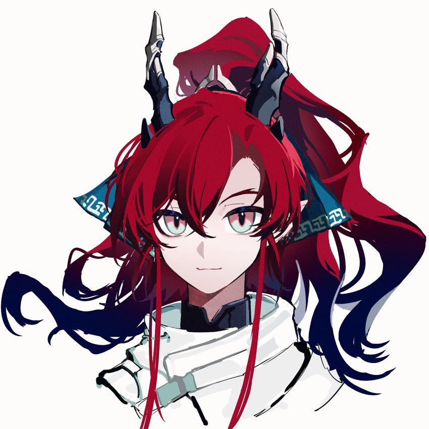 1boy, arknights, black_hair, chinese_commentary, closed_mouth, commentary_request, cropped_shirt, gradient_hair