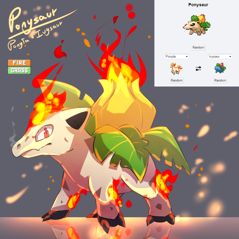 character_name, claws, closed_mouth, commentary, dewa-chan, english_commentary, fire, full_body