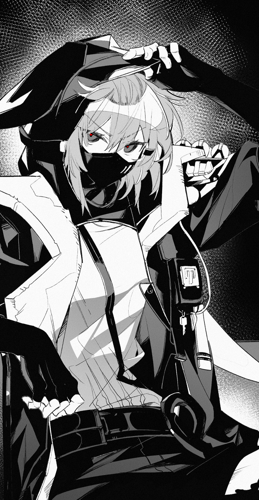1girl, absurdres, acidinjection, arknights, covered_mouth, crownslayer_(arknights), elbow_gloves, fingerless_gloves