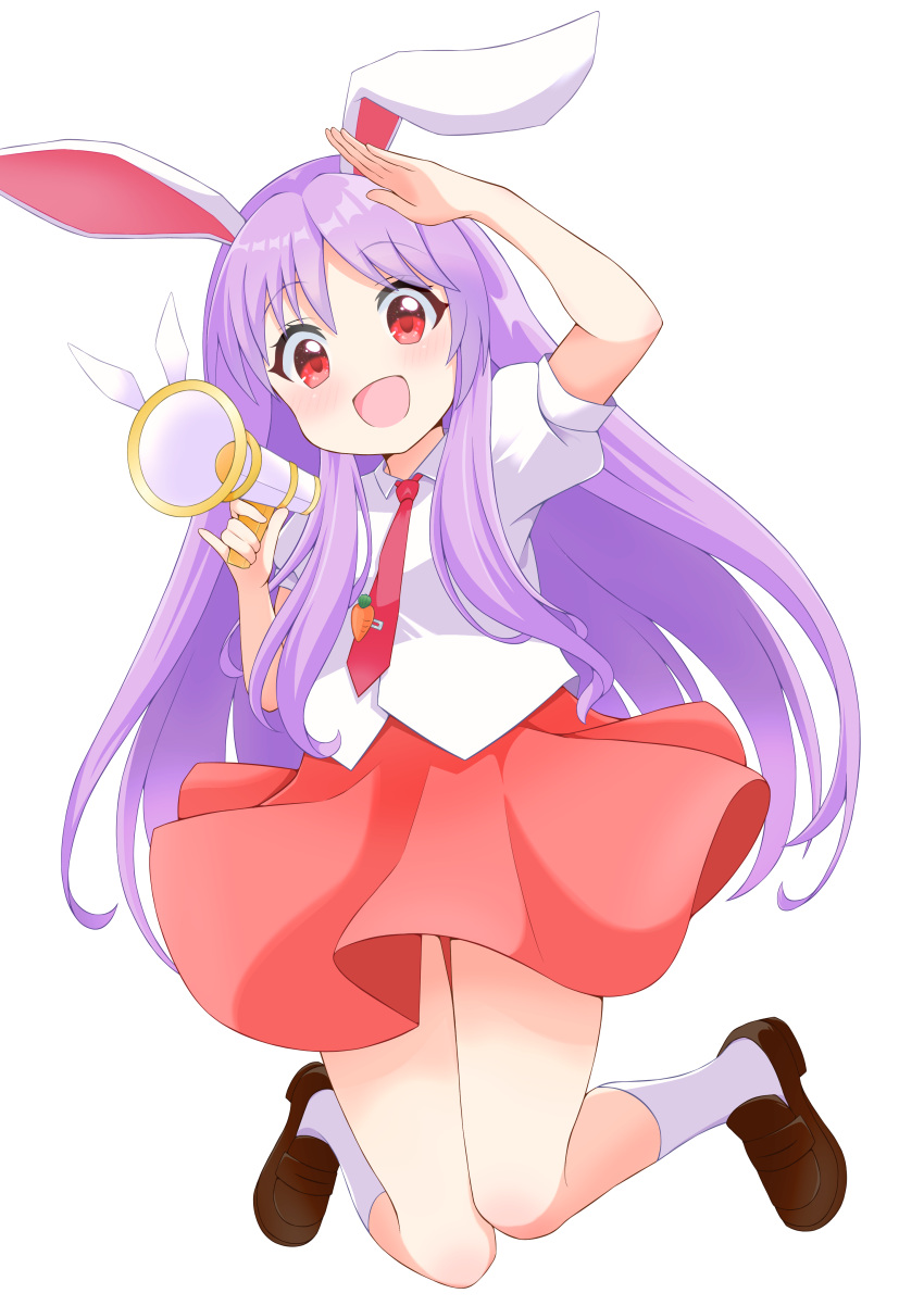1girl, :d, absurdres, animal_ears, arm_up, beenyan_1203, blush, brown_footwear