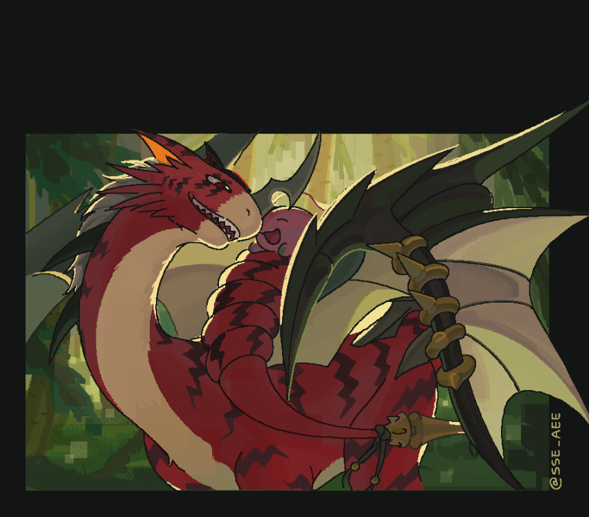 all_fours, black_wings, body_fur, closed_eyes, digimon, digimon_(creature), digital_monster_x-evolution, doruguremon